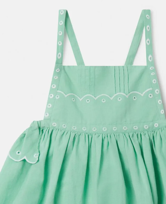 Kids Dresses and Jumpsuits Stella McCartney Scalloped Edge Embroidery Cami Dress Green