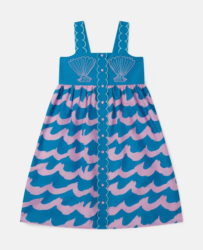 Kids Dresses and Jumpsuits Stella McCartney Seashell Wave Print Cami Dress Blue Kids Dresses and Jumpsuits Stella McCartney Seashell Wave Print Cami Dress Blue
