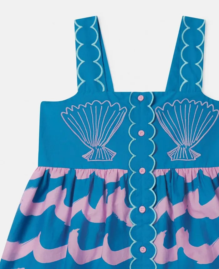 Kids Dresses and Jumpsuits Stella McCartney Seashell Wave Print Cami Dress Blue