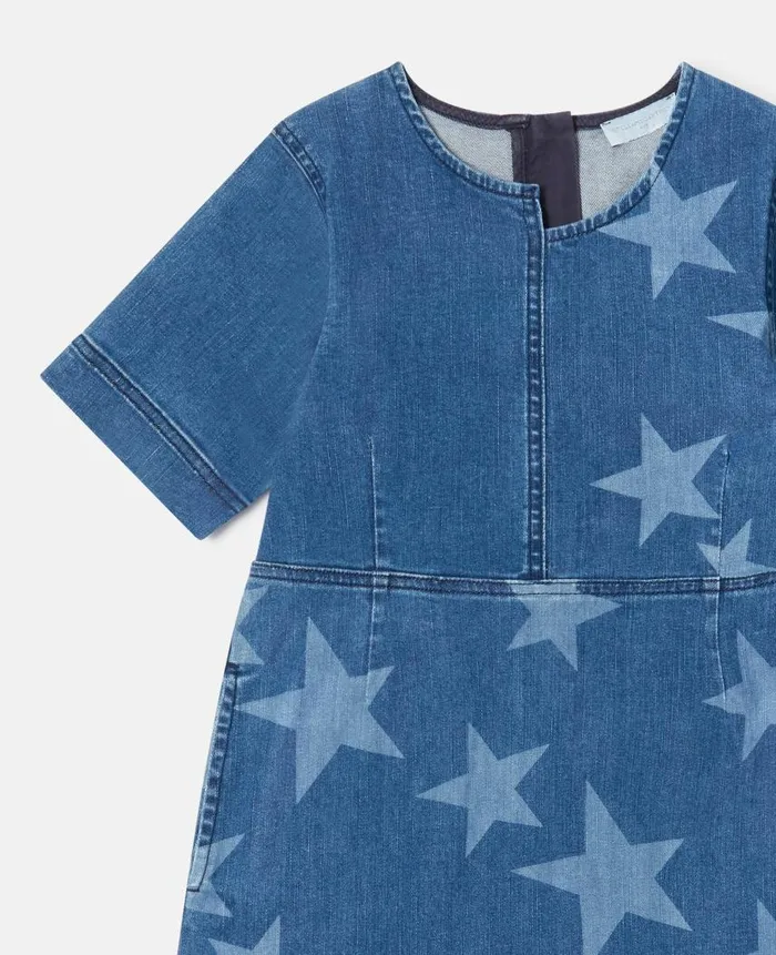 Kids Dresses and Jumpsuits Stella McCartney Star Print Denim Dress Blue