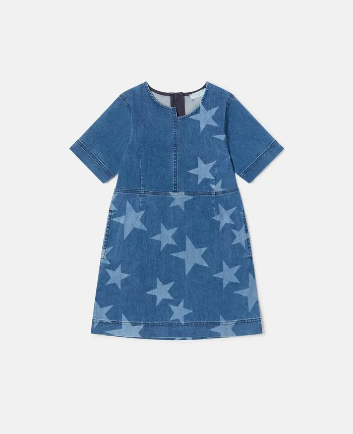 Kids Dresses and Jumpsuits Stella McCartney Star Print Denim Dress Blue