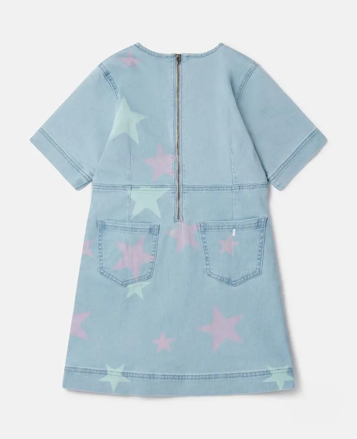 Kids Dresses and Jumpsuits Stella McCartney Stella Star Print Denim TShirt Dress Blue