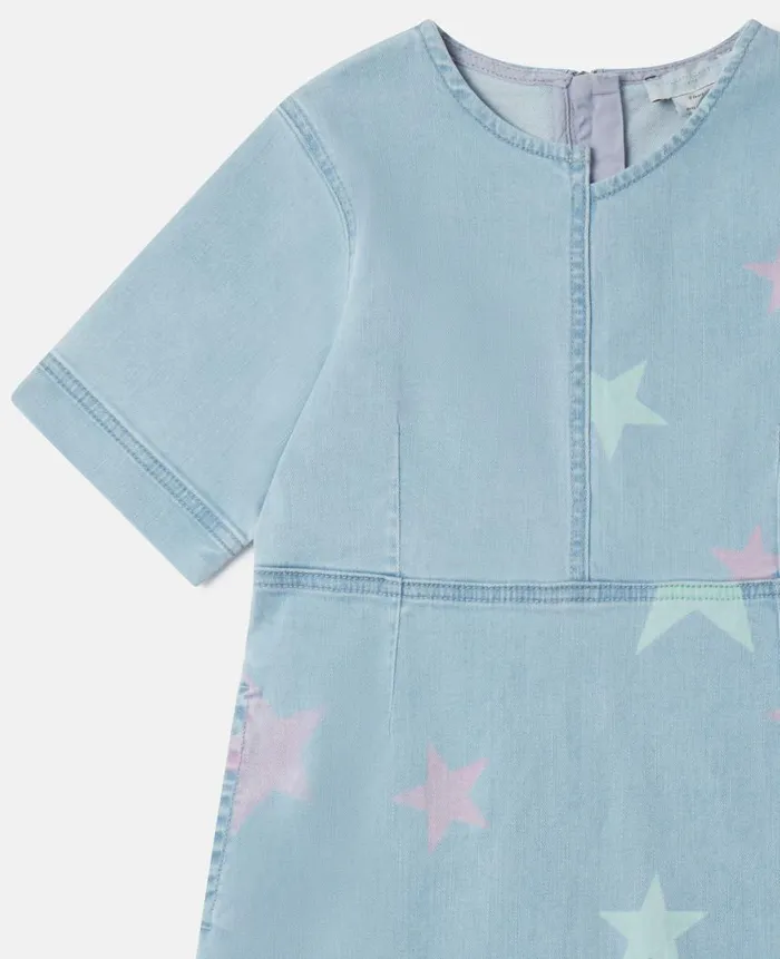 Kids Dresses and Jumpsuits Stella McCartney Stella Star Print Denim TShirt Dress Blue