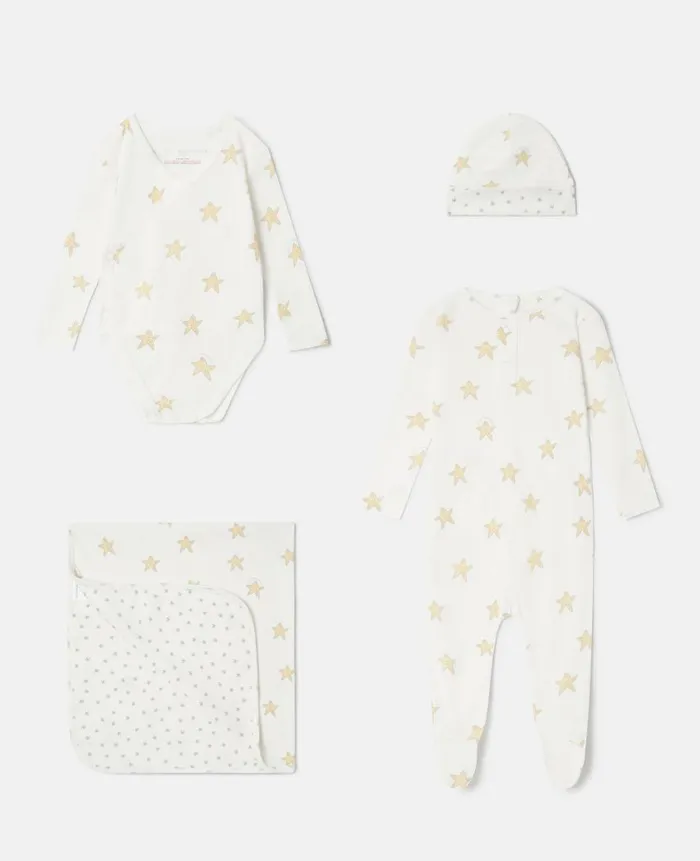 Kids Newborn 0 8211 24 Months Stella McCartney Smiling Stella Star Print Baby Gift Set Ivoryyellow