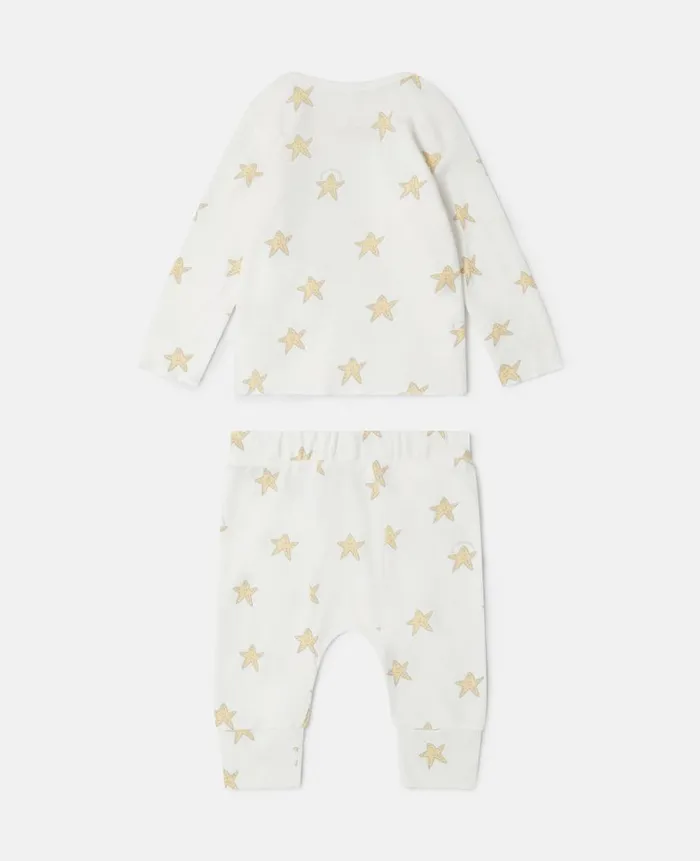 Kids Newborn 0 8211 24 Months Stella McCartney Smiling Stella Star Print Top And Leggings Set Ivoryyellow