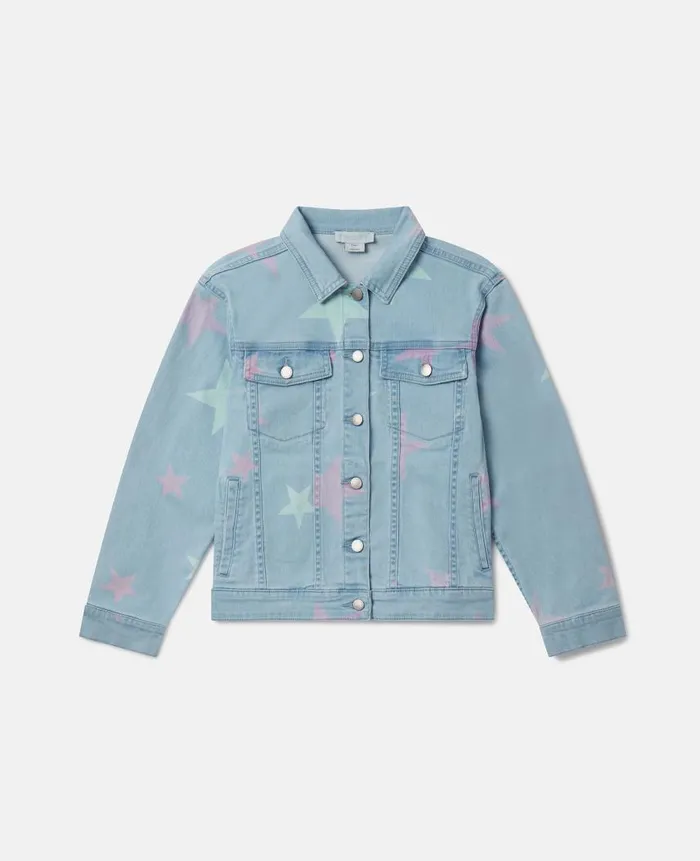 Kids Outerwear Stella McCartney Stella Star Print Denim Jacket Blue
