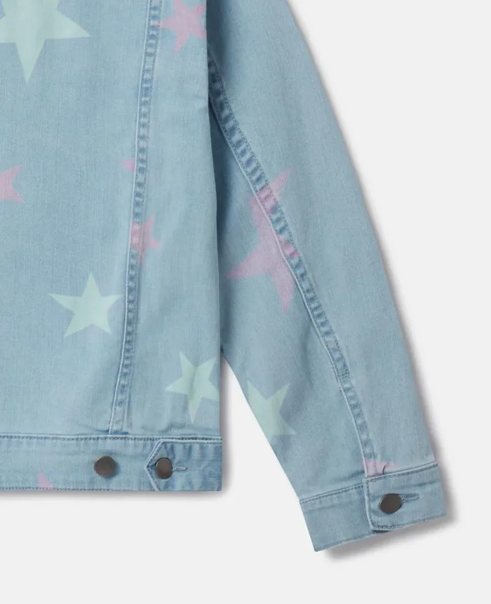 Kids Outerwear Stella McCartney Stella Star Print Denim Jacket Blue
