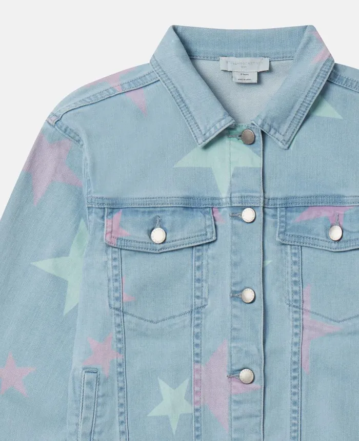 Kids Outerwear Stella McCartney Stella Star Print Denim Jacket Blue