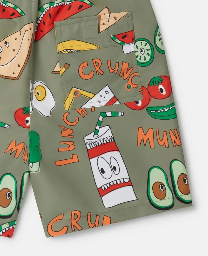 Kids Pants and Shorts Stella McCartney Crunchy Lunchy Swim Shorts Green
