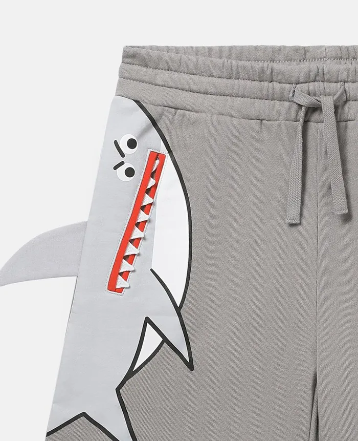 Kids Pants and Shorts Stella McCartney Double Shark Motif Jersey Shorts Grey