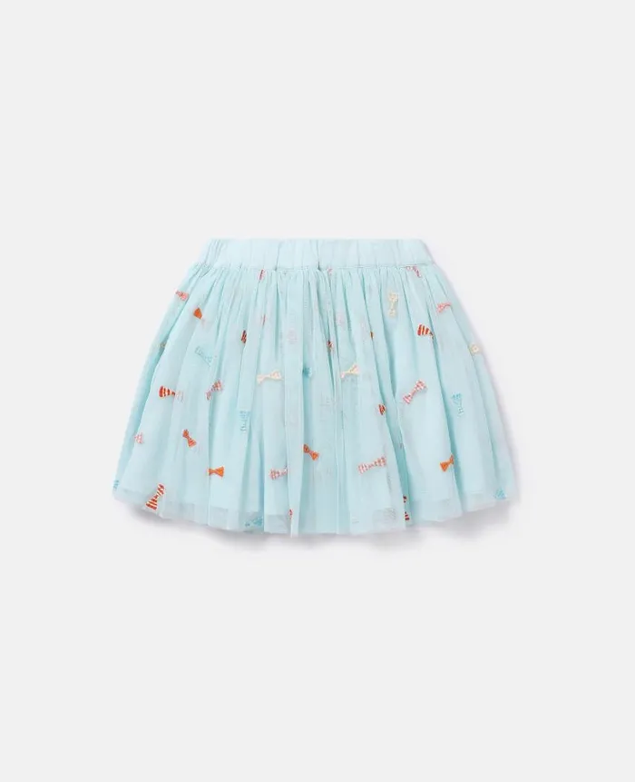 Kids Pants and Shorts Stella McCartney Striped Bow Embroidery Tutu Skirt Blue Kids Pants and Shorts Stella McCartney Striped Bow Embroidery Tutu Skirt Blue