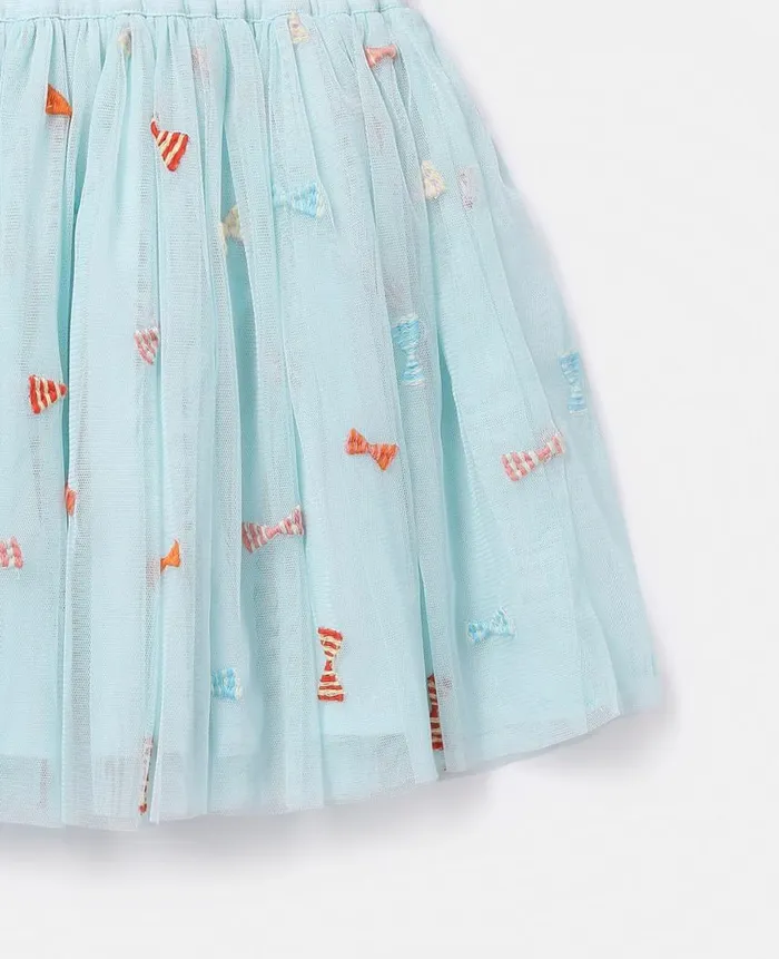 Kids Pants and Shorts Stella McCartney Striped Bow Embroidery Tutu Skirt Blue