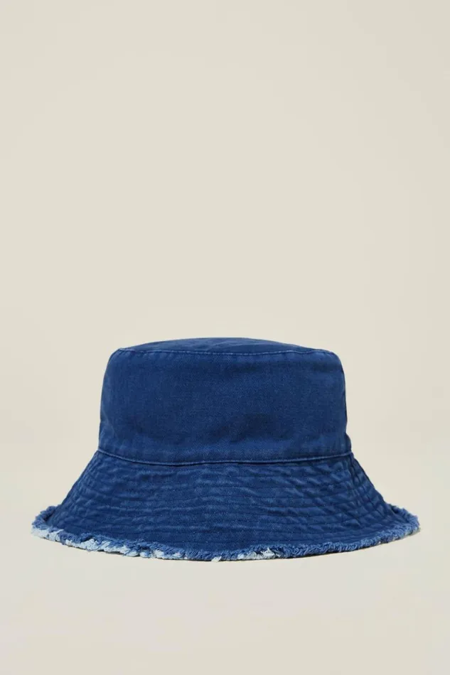 Kids Reversible Bucket Hat In The Navydusk Blue Girls Cotton On Hats and Beanies