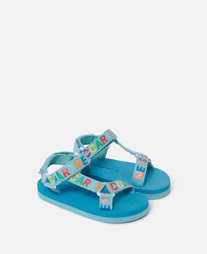 Kids Shoes And Accessories Stella McCartney Logo Tape Sandals Light Blue