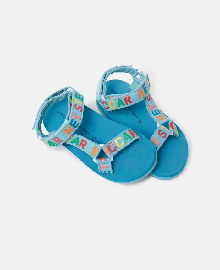 Kids Shoes And Accessories Stella McCartney Logo Tape Sandals Light Blue
