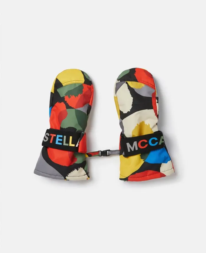 Kids Shoes And Accessories Stella McCartney Logo Tape Smudge Print Ski Mittens Multicolour