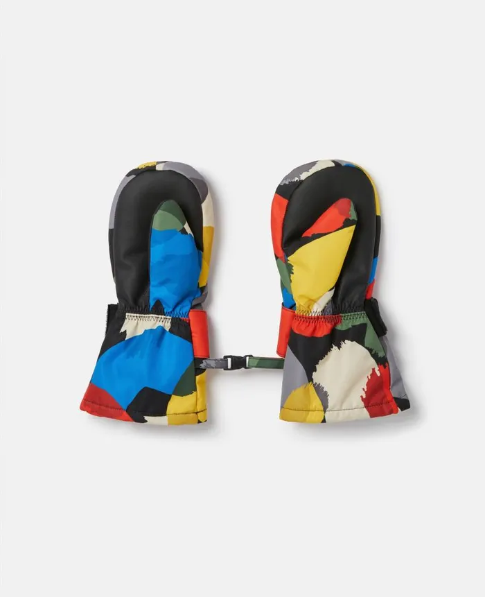 Kids Shoes And Accessories Stella McCartney Logo Tape Smudge Print Ski Mittens Multicolour