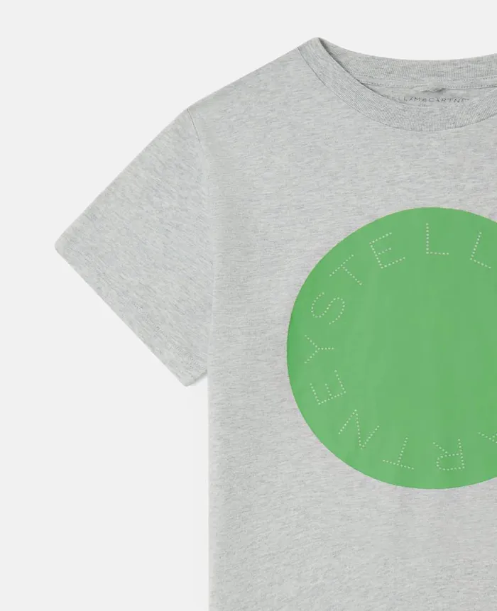 Kids TShirts And Sweatshirt Stella McCartney Medallion Logo Disc TShirt Grey Melange