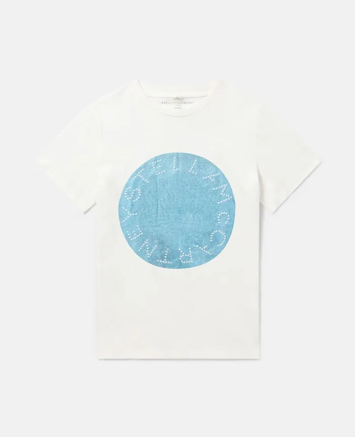 Kids TShirts And Tops Stella McCartney Metallic Logo Disc TShirt Ivory
