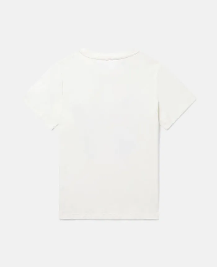 Kids TShirts And Tops Stella McCartney Metallic Logo Disc TShirt Ivory