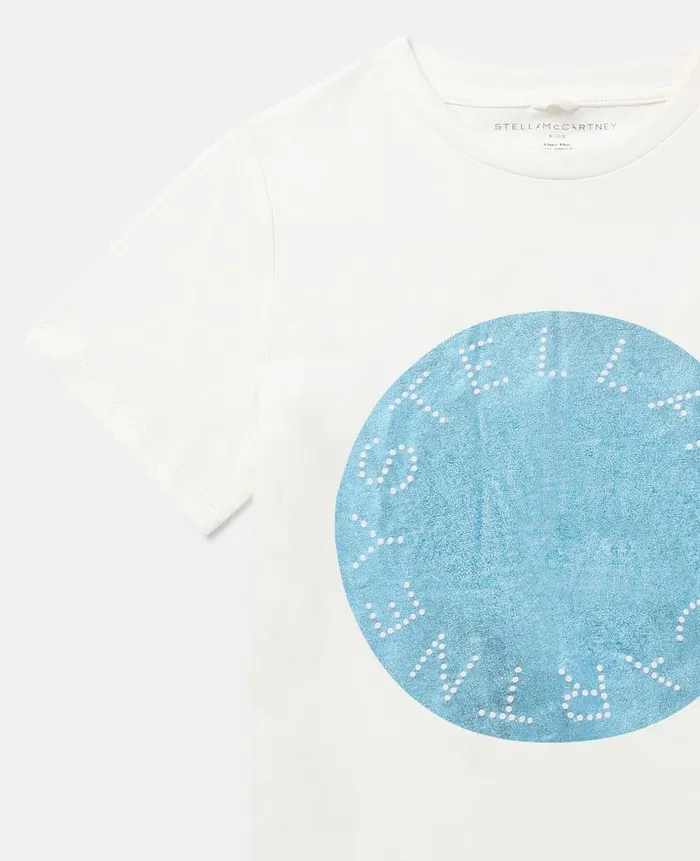 Kids TShirts And Tops Stella McCartney Metallic Logo Disc TShirt Ivory