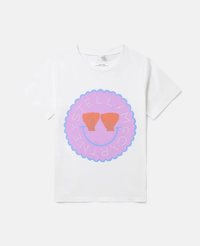 Kids TShirts And Tops Stella McCartney Seashell Logo Disc TShirt Ivory