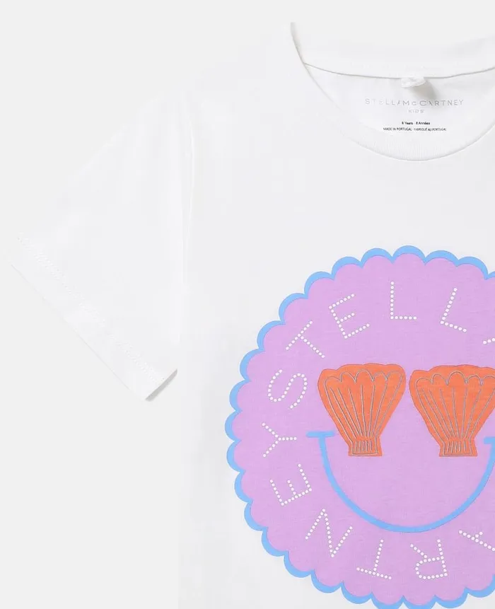 Kids TShirts And Tops Stella McCartney Seashell Logo Disc TShirt Ivory