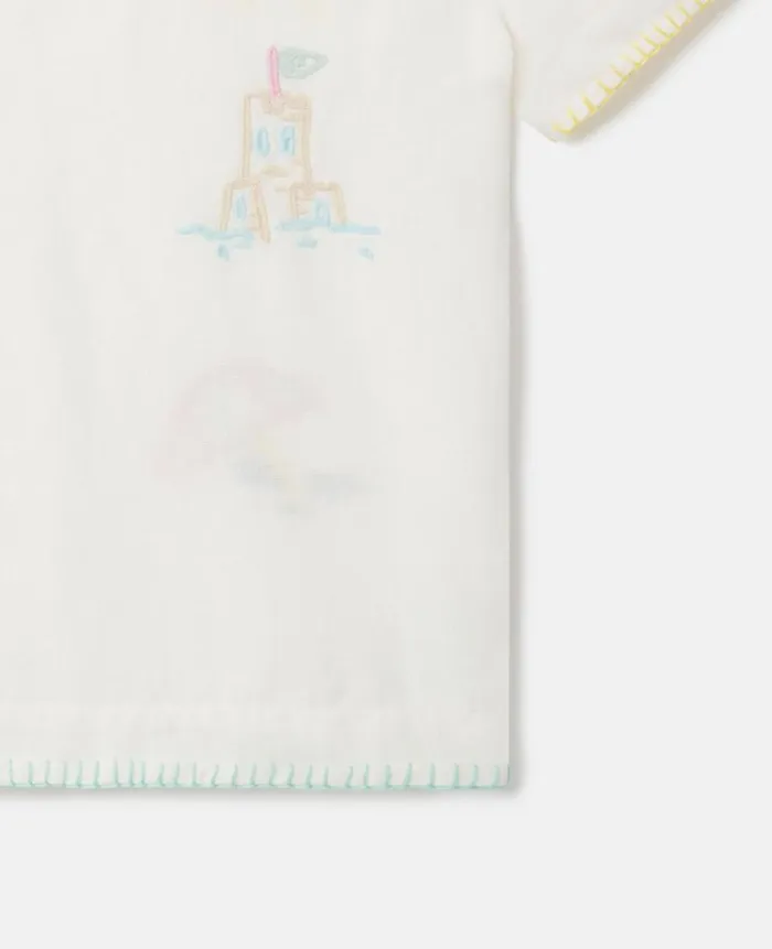 Kids TShirts And Tops Stella McCartney Summer Doodles Embroidery TShirt Ivory