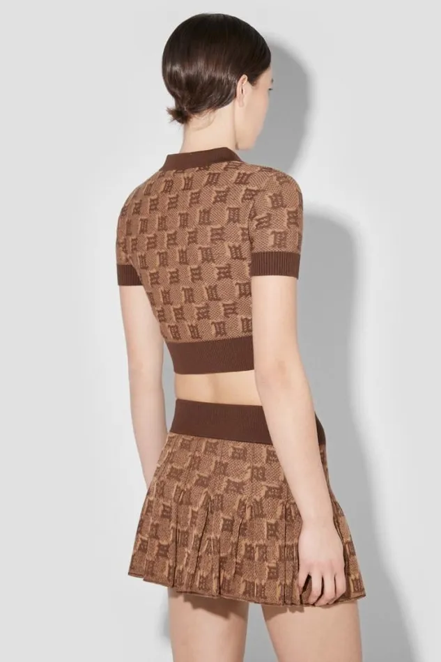 Knitted Monogram Polo Top Brown Women MISBHV Knitwear