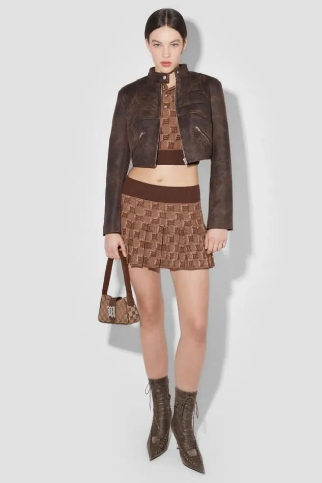 Knitted Monogram Polo Top Brown Women MISBHV Knitwear