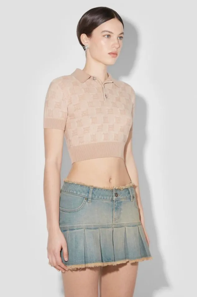 Knitted Monogram Polo Top Stone Women MISBHV Knitwear