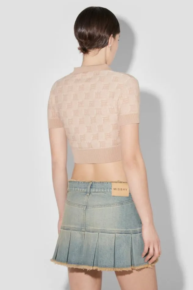 Knitted Monogram Polo Top Stone Women MISBHV Knitwear
