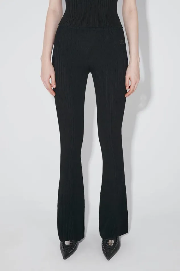 Knitted Seamless Flared High Waisted Pants Black Women MISBHV Knitwear