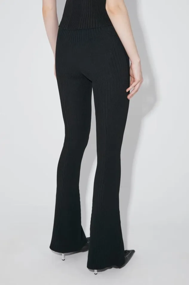 Knitted Seamless Flared High Waisted Pants Black Women MISBHV Knitwear