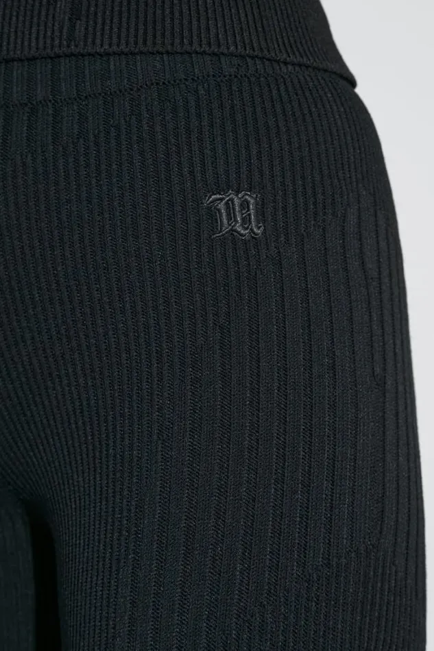 Knitted Seamless Flared High Waisted Pants Black Women MISBHV Knitwear