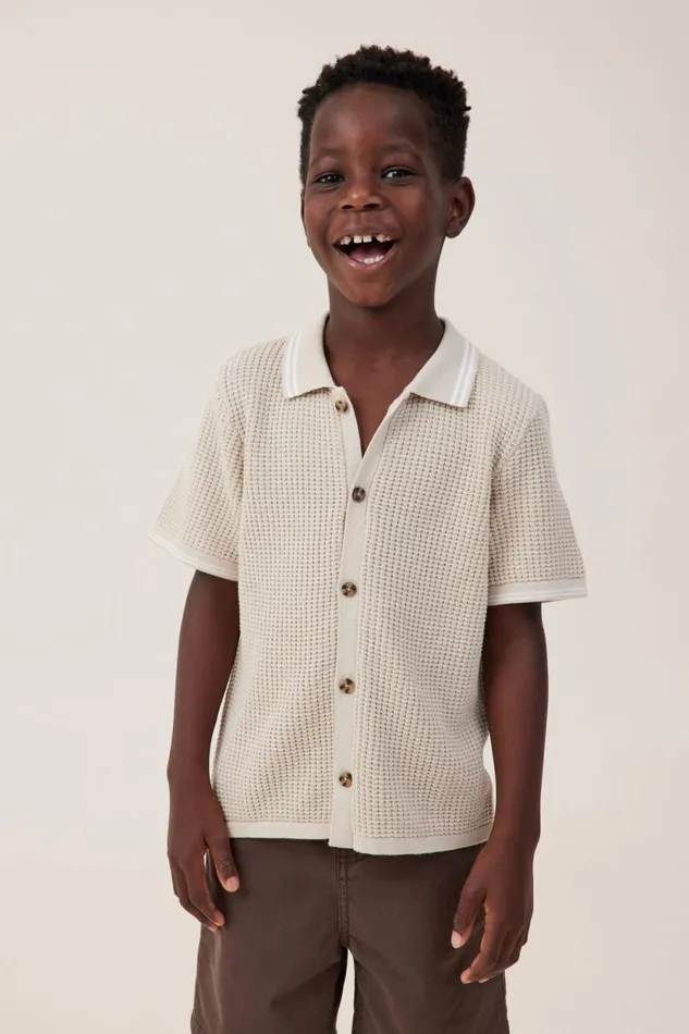 Knitted Short Sleeve Shirt Rainy Daywaffle Knit Boys Cotton On Shirts