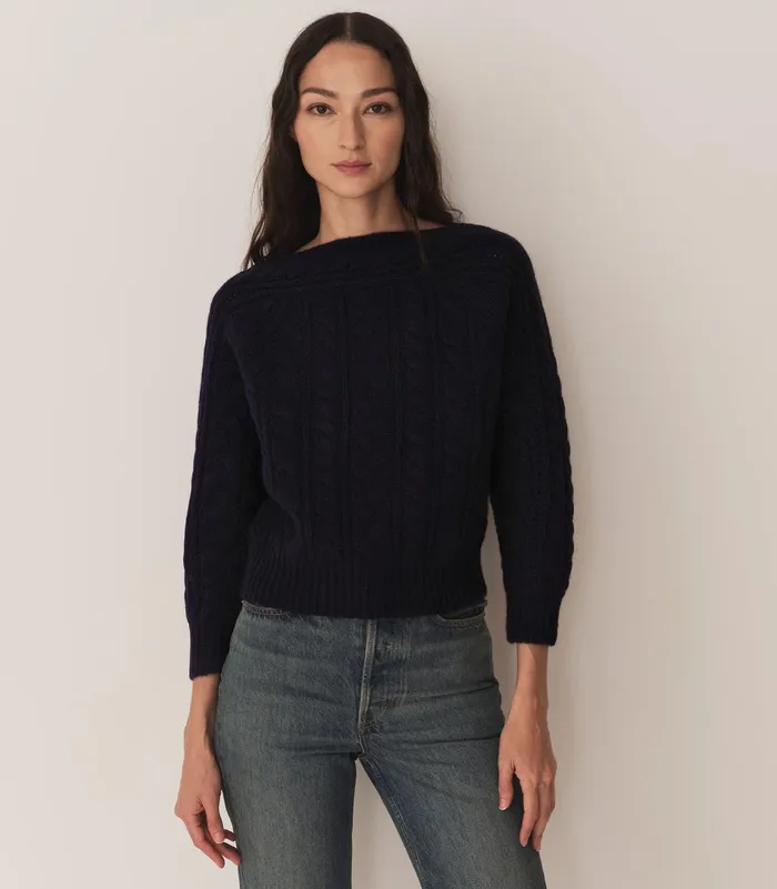 Knitwear Women DEN Cressida Cashmere Sweater Navy Knitwear Women DEN Cressida Cashmere Sweater Navy