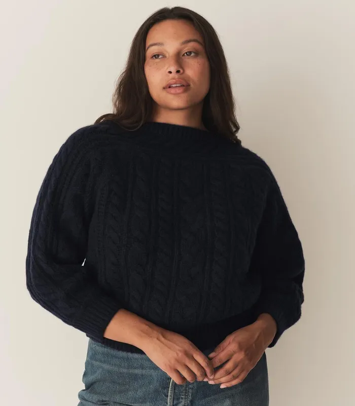 Knitwear Women DEN Cressida Cashmere Sweater Navy Knitwear Women DEN Cressida Cashmere Sweater Navy