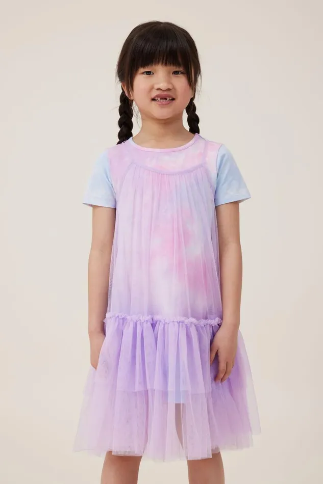 Kristen Dress Up Dress Lilac Droprainbow Tie Dye Girls Cotton On Dresses