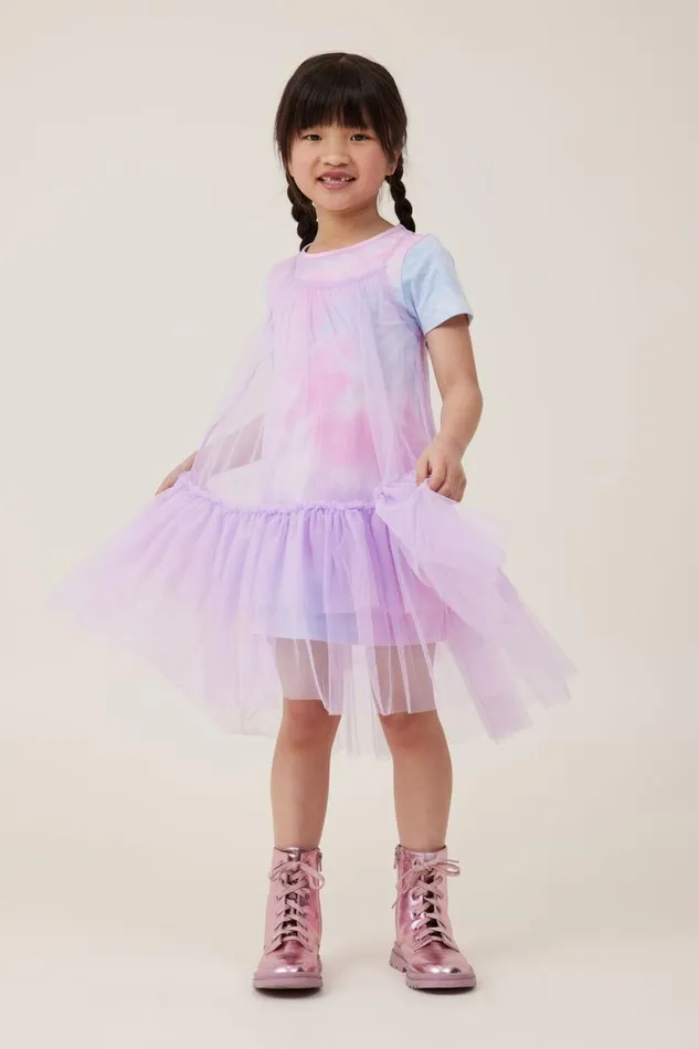 Kristen Dress Up Dress Lilac Droprainbow Tie Dye Girls Cotton On Dresses