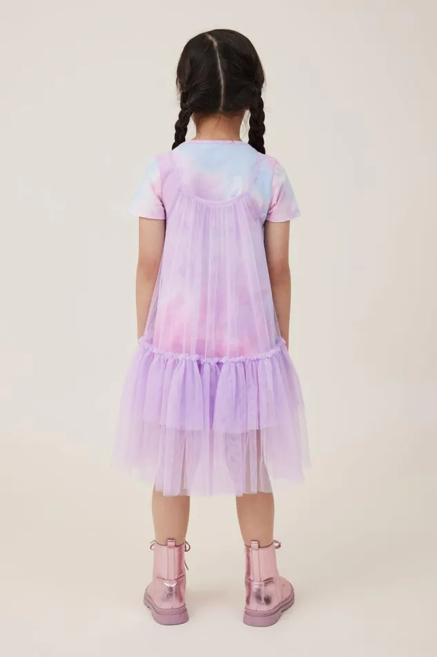 Kristen Dress Up Dress Lilac Droprainbow Tie Dye Girls Cotton On Dresses