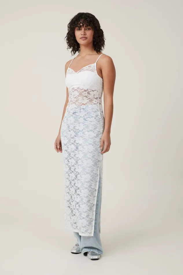 Lace Slip Maxi Dress Cream Women Cotton On Dresses