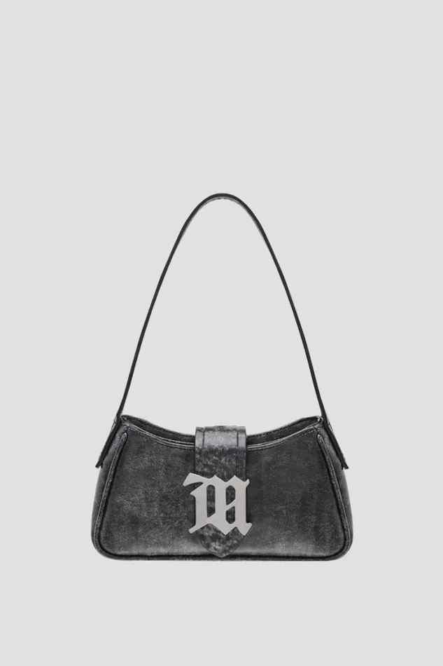 Leather Shoulder Bag Mini Washed Black Women MISBHV Bags
