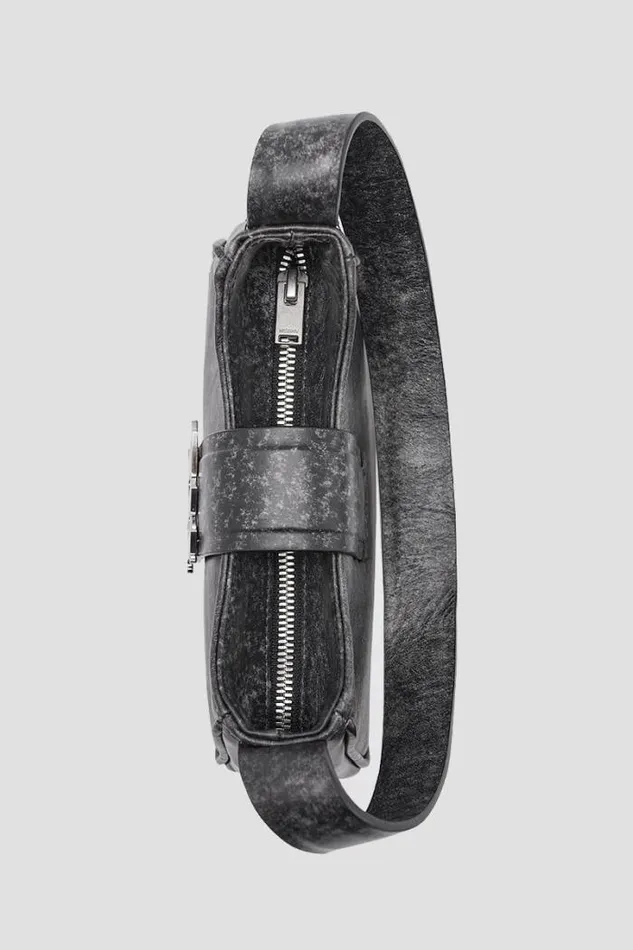 Leather Shoulder Bag Mini Washed Black Women MISBHV Bags