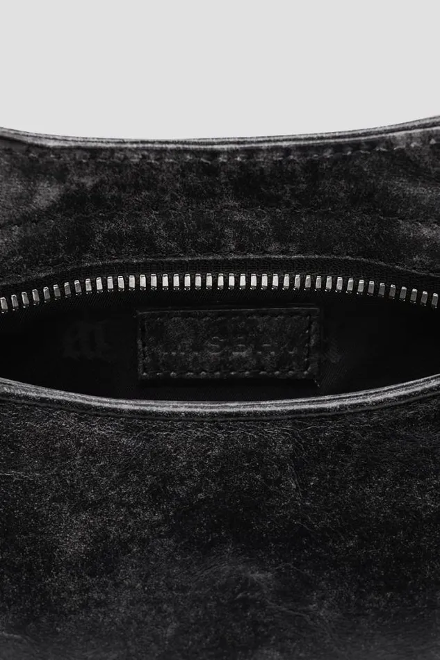 Leather Shoulder Bag Mini Washed Black Women MISBHV Bags