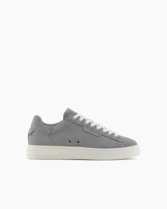 Leather Sneakers With Logo Grey Men Armani Sneakers