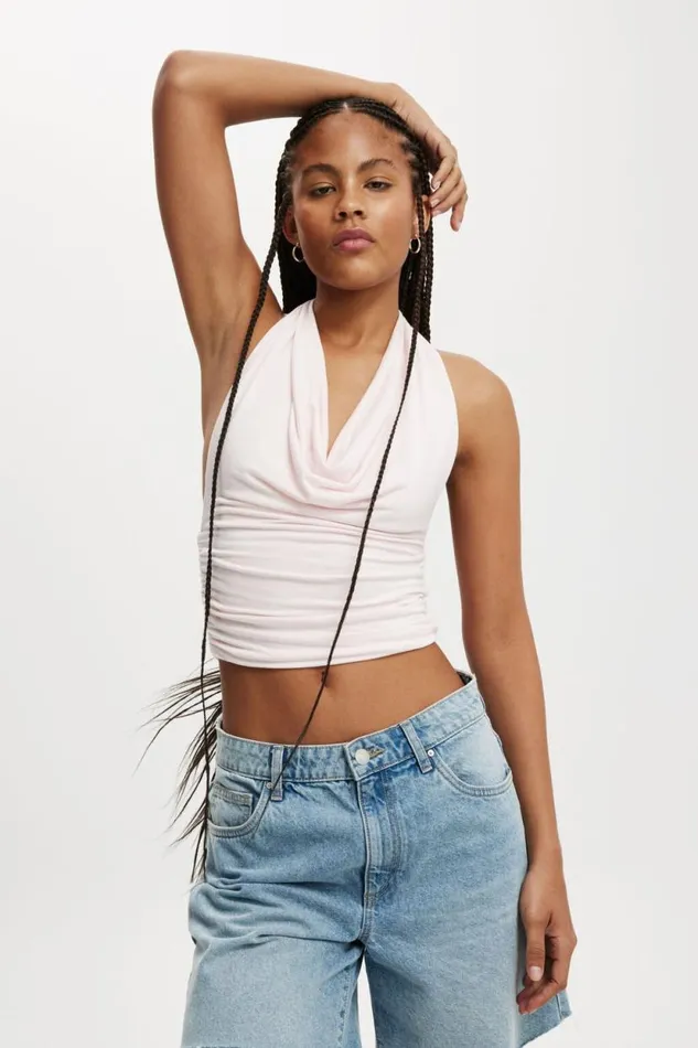 Lexa Cowl Neck Halter Top Flossy Pink Women Cotton On Tops