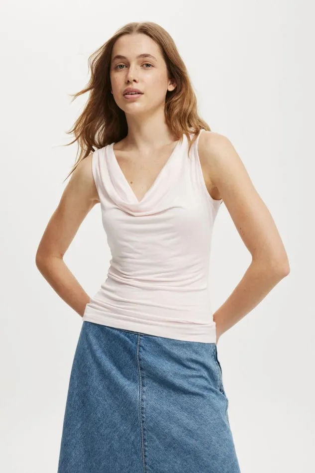 Lexa Tie Back Cowl Neck Top Flossy Pink Women Cotton On Tops
