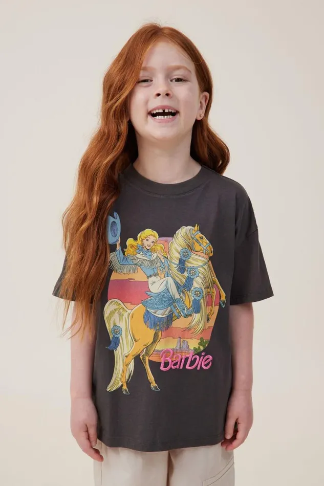 License Drop Shoulder Short Sleeve Tee Lcn Mat Barbie Westernphantom Wash Girls Cotton On Tops and TShirts