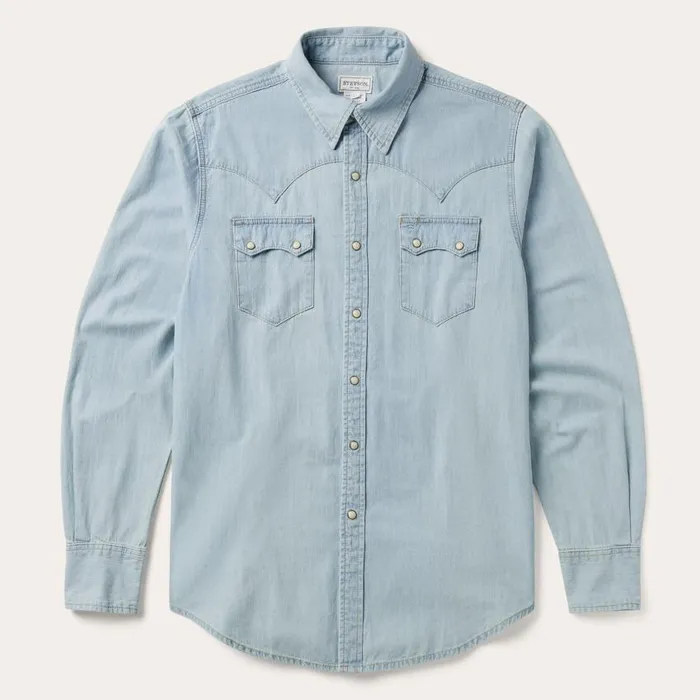 Light Blue Denim Western Shirt Blue Men Stetson Western Shirts